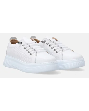 Pantofi sport flatform cu perforatii decorative si sireturi elastice