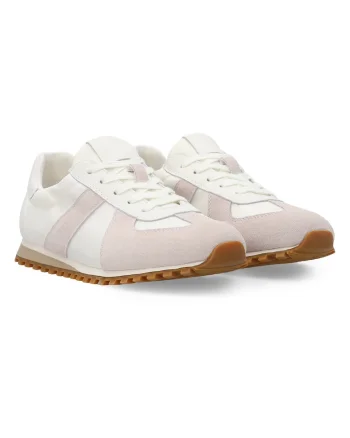 Pantofi sport cu insertii de piele intoarsa si aplicatie decorativa