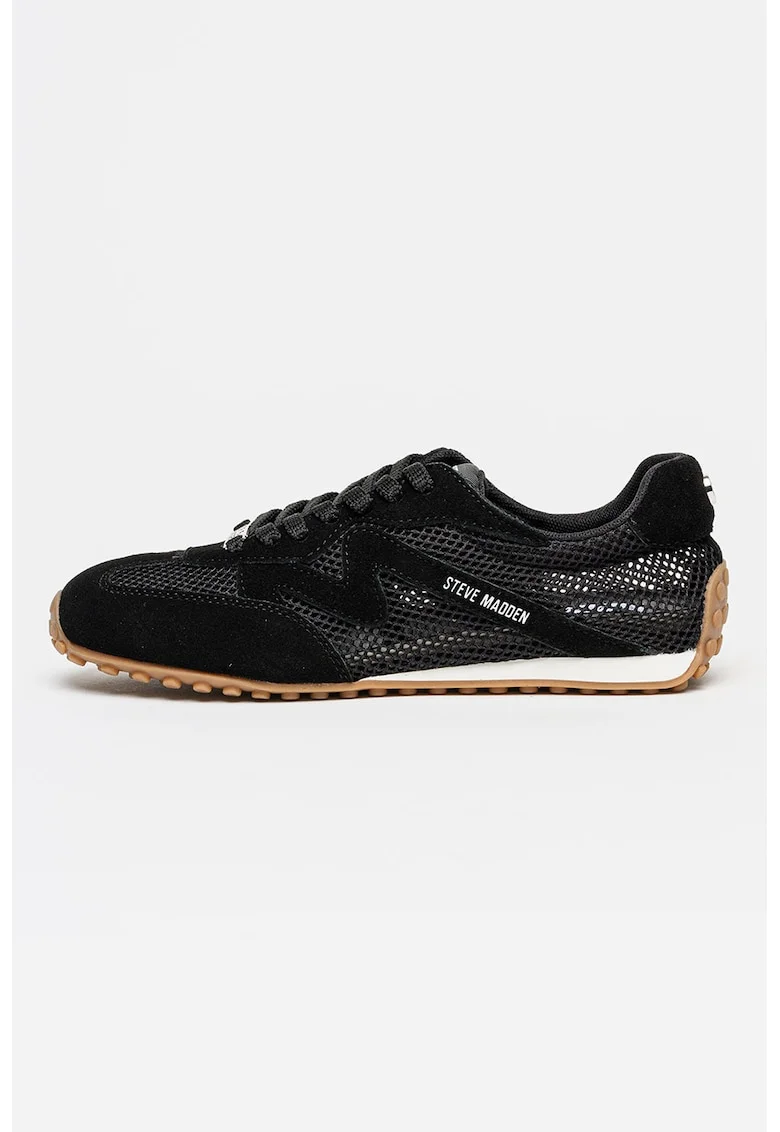 Pantofi sport de piele intoarsa cu perforatii, Negru
