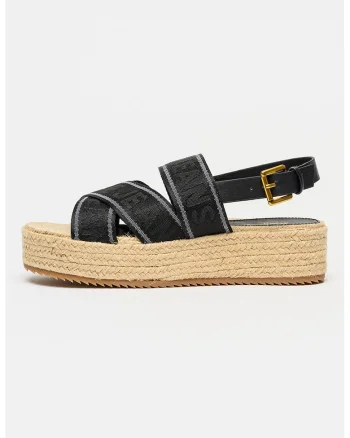 Sandale flatform, Negru/Gri deschis