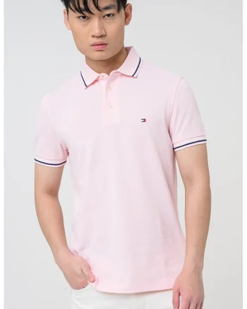 Tricou polo din amestec de bumbac organic, Roz pastel