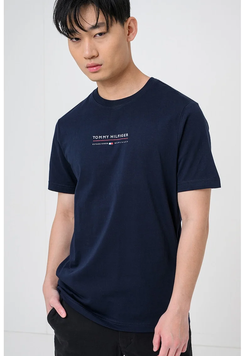 Tricou din bumbac cu logo, Bleumarin