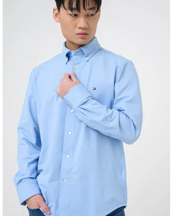 Camasa slim fit cu logo pe piept, Albastru