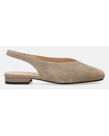 Pantofi slingback din piele intoarsa, cu talpa joasa
