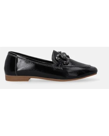 Pantofi loafer cu lant decorativ si varf patrat