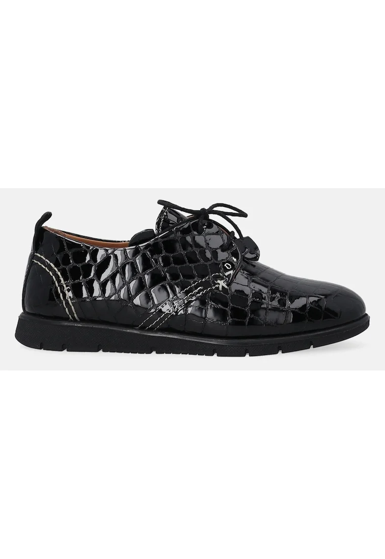 Pantofi derby din piele lacuita cu motiv piele de crocodil