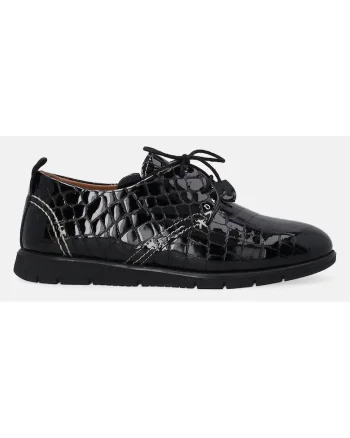 Pantofi derby din piele lacuita cu motiv piele de crocodil