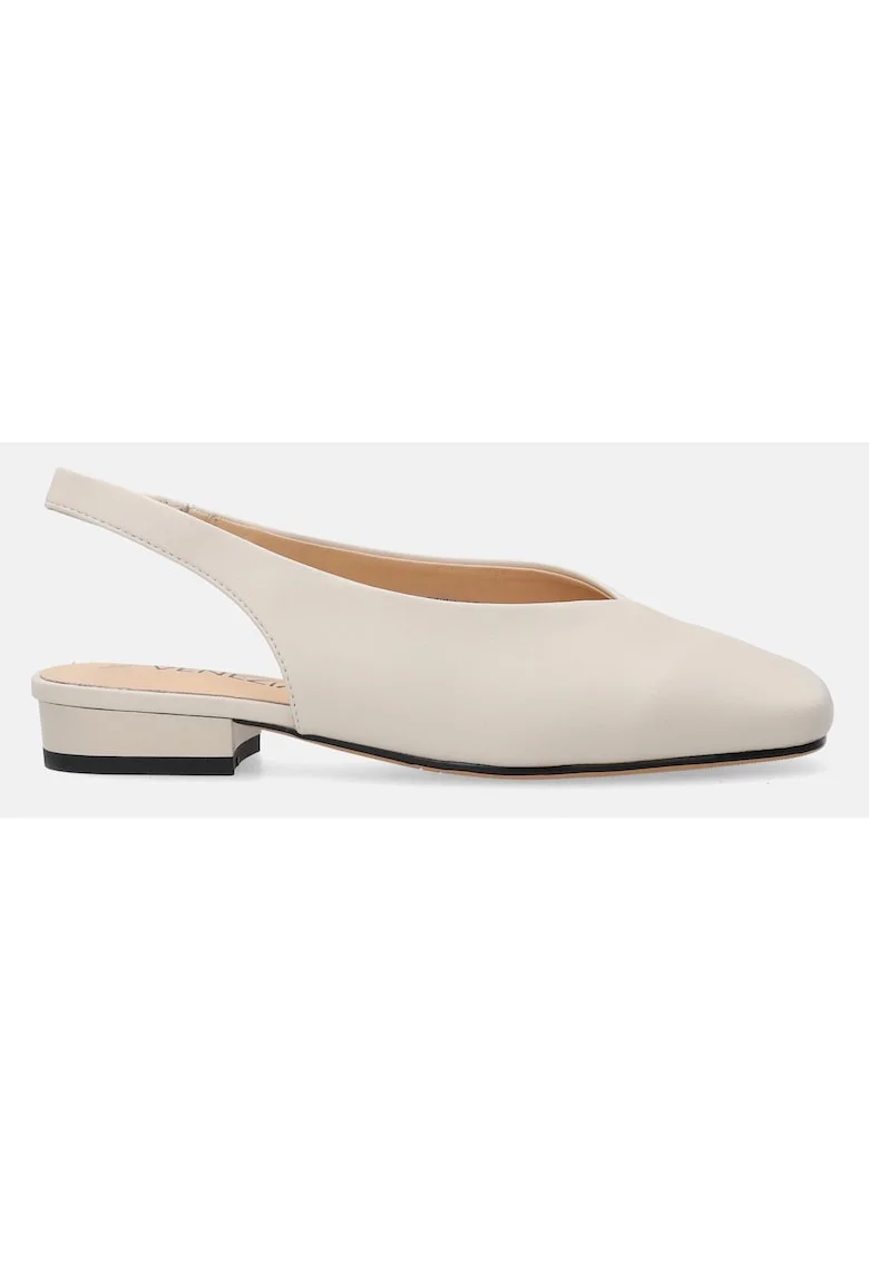 Pantofi slingback din piele, cu varf patrat