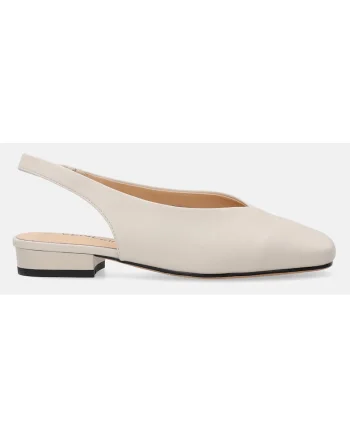 Pantofi slingback din piele, cu varf patrat