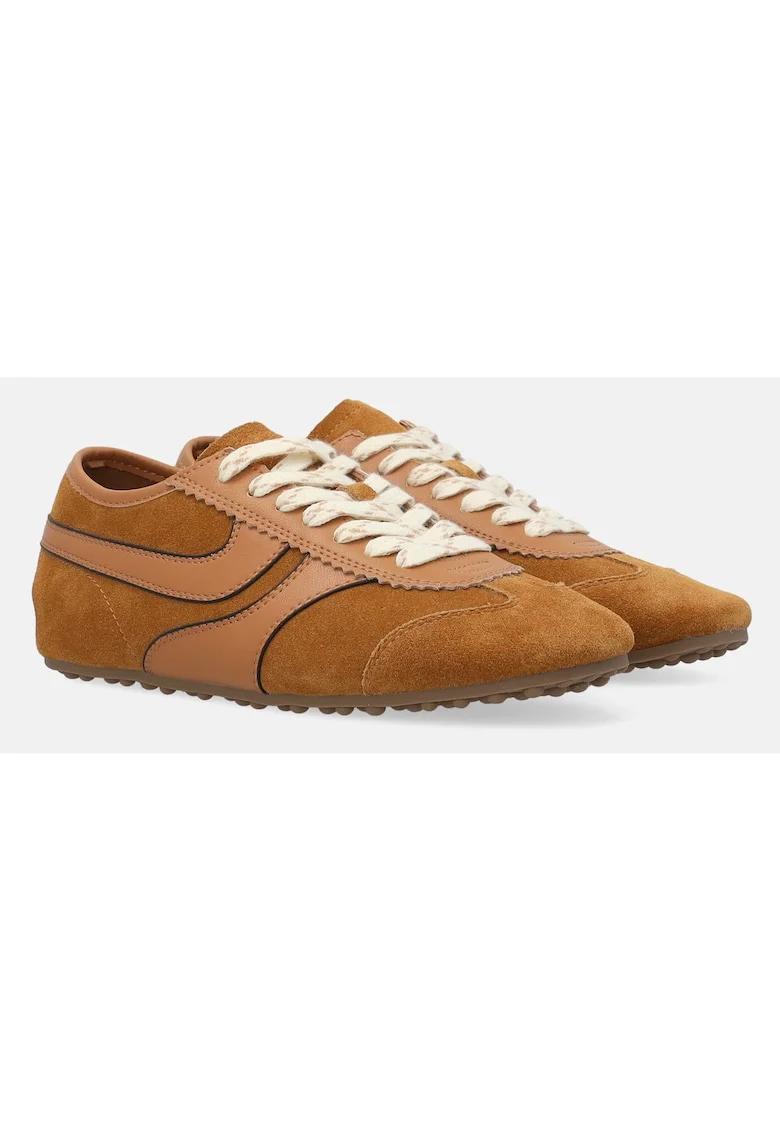 Pantofi sport din piele si piele intoarsa cu aplicatie decorativa