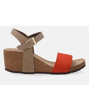 Sandale din piele nabuc cu talpa wedge
