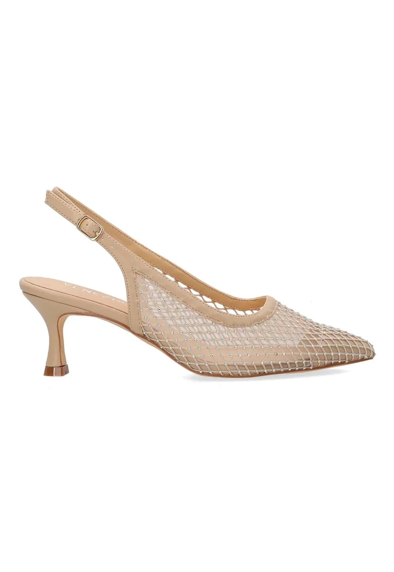 Pantofi slingback cu plasa si pietricele