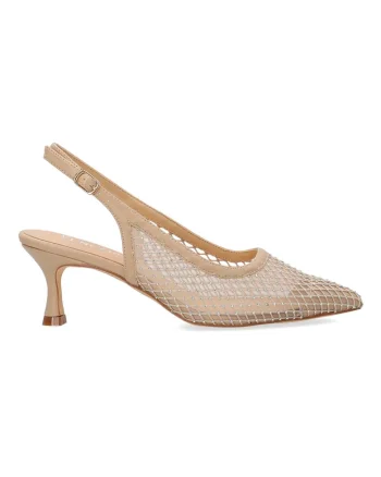 Pantofi slingback cu plasa si pietricele