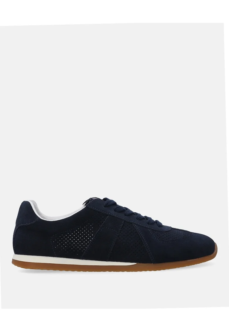 Pantofi sport din piele intoarsa, cu profil jos si perforatii