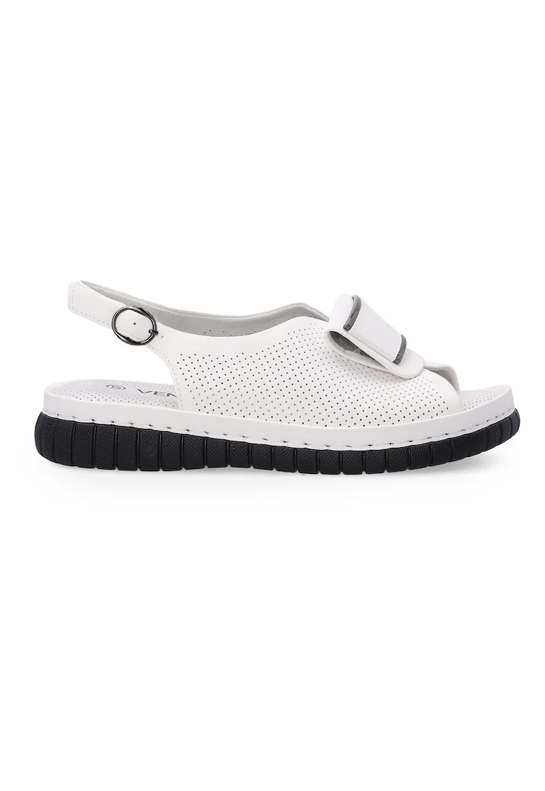 Sandale slingback din piele perforata