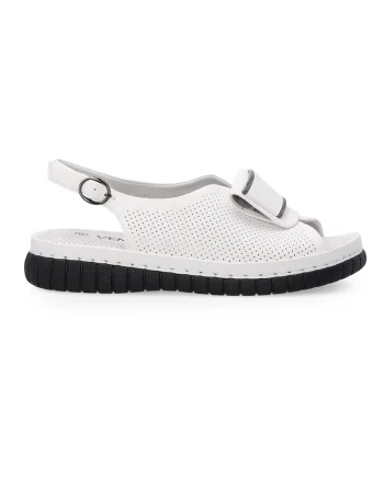 Sandale slingback din piele perforata