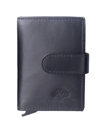 Portofel unisex piele naturala 7 x 10 cm, Royal Nappa,, Negru/Argintiu