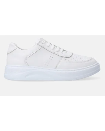 Pantofi sport wedge din piele cu perforatii si profil jos