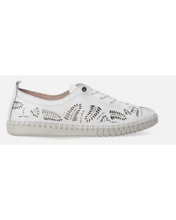 Pantofi de piele cu model ajurat in forma de frunza