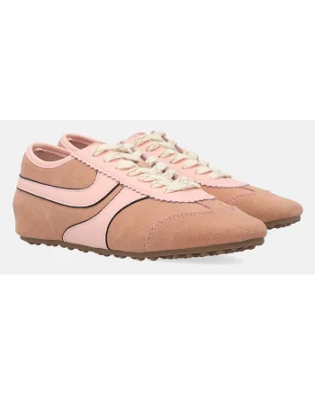 Pantofi sport din piele intoarsa cu model uni si profil jos