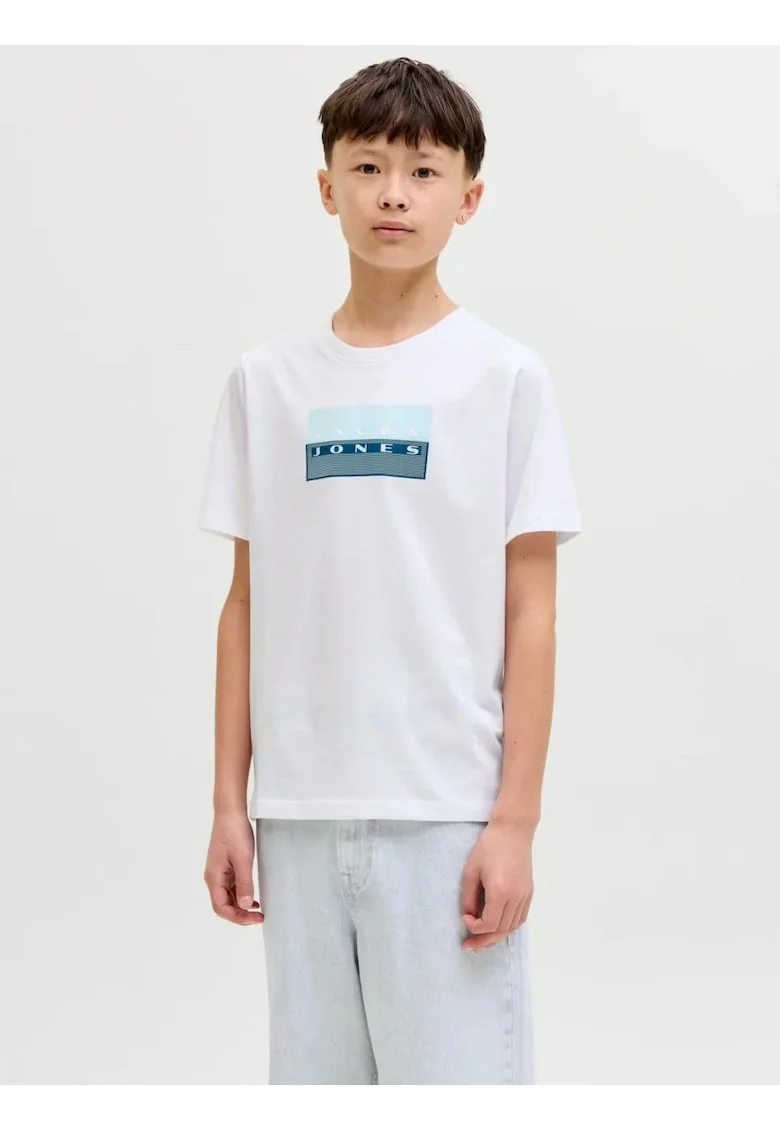 Tricou baieti, Regular fit la baza gatului, Alb