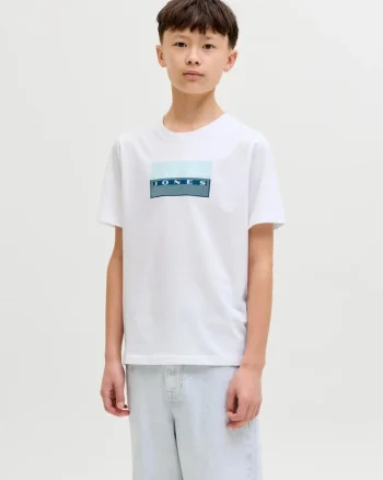 Tricou baieti, Regular fit la baza gatului, Alb
