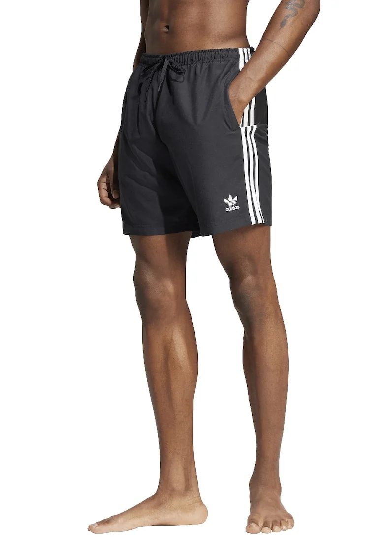 Pantaloni scurti cu model logo, pentru inot Adicolor, Alb/Negru