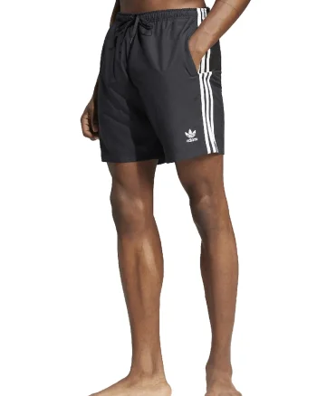 Pantaloni scurti cu model logo, pentru inot Adicolor, Alb/Negru