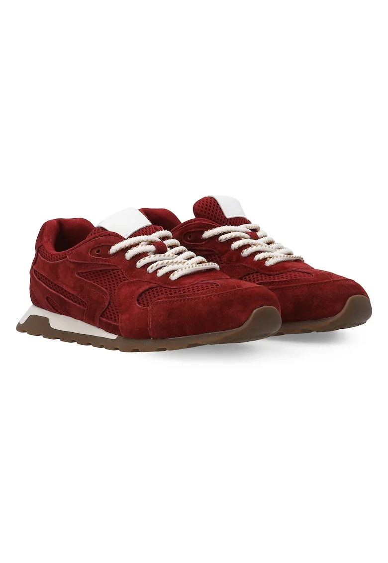 Pantofi sport din plasa si piele intoarsa cu profil jos