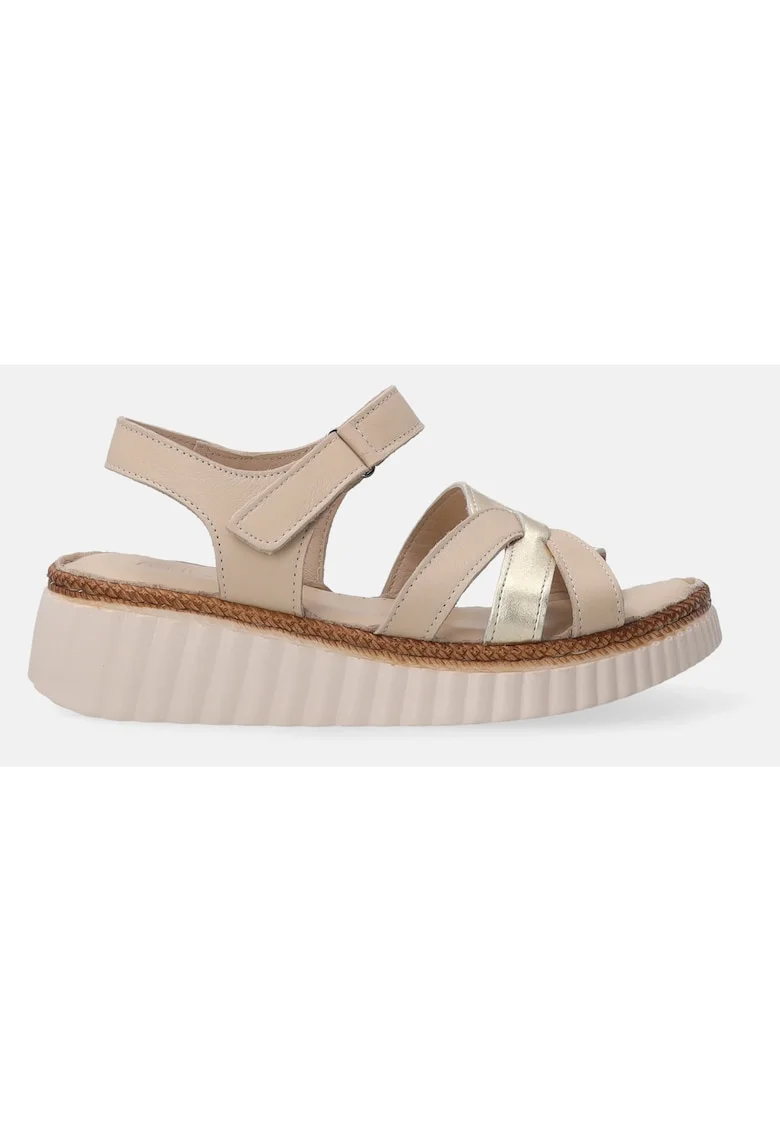 Sandale wedge de piele cu velcro