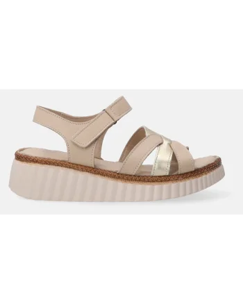 Sandale wedge de piele cu velcro