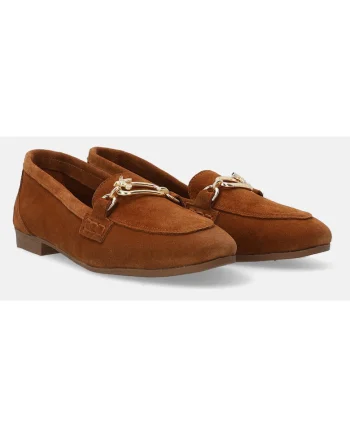 Pantofi loafer din piele intoarsa cu detaliu metalic decorativ