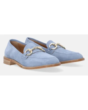 Pantofi loafer din piele intoarsa cu detaliu metalic,