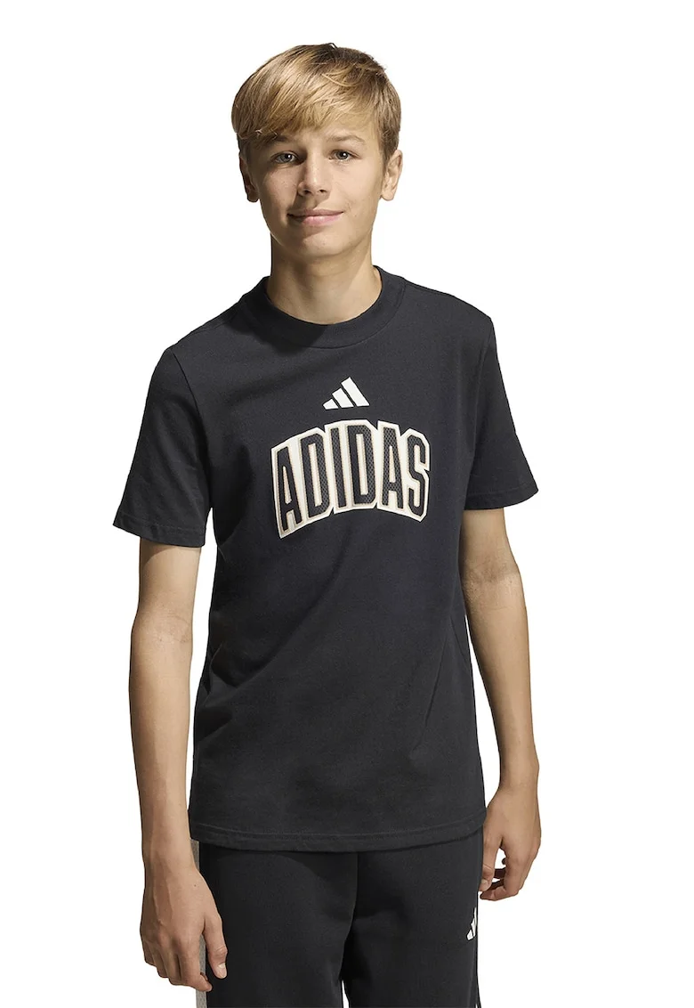 Tricou de bumbac cu logo Gfx, Negru