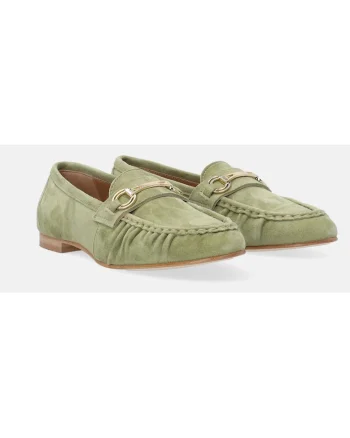 Pantofi loafer din piele intoarsa cu detaliu metalic