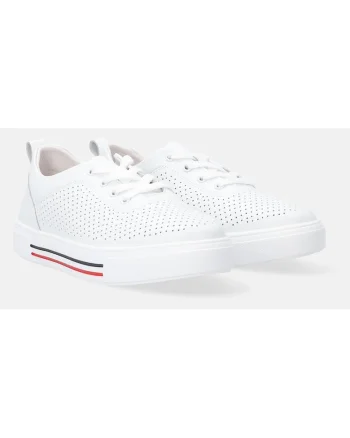 Pantofi sport din piele cu platforma si perforatii