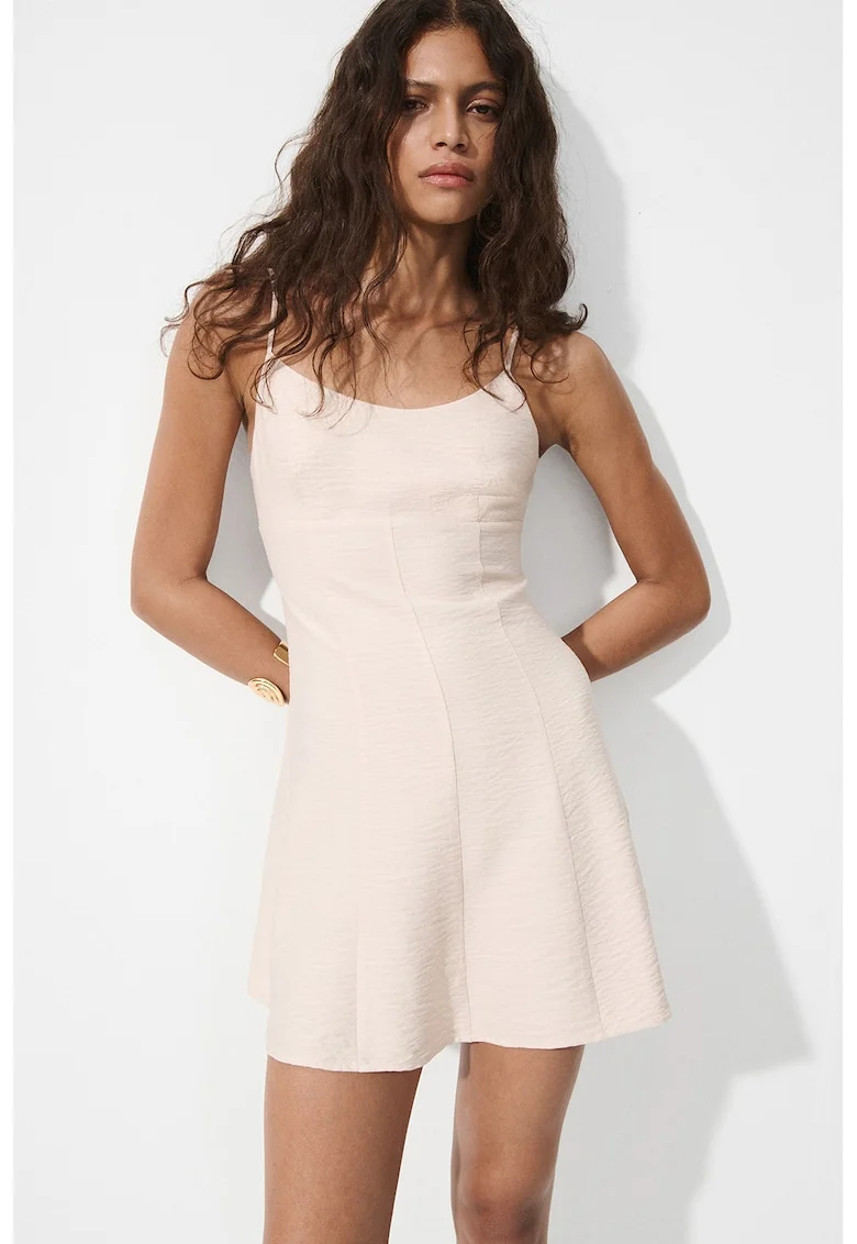 Rochie mini cu bretele ajustabile, Roz pal