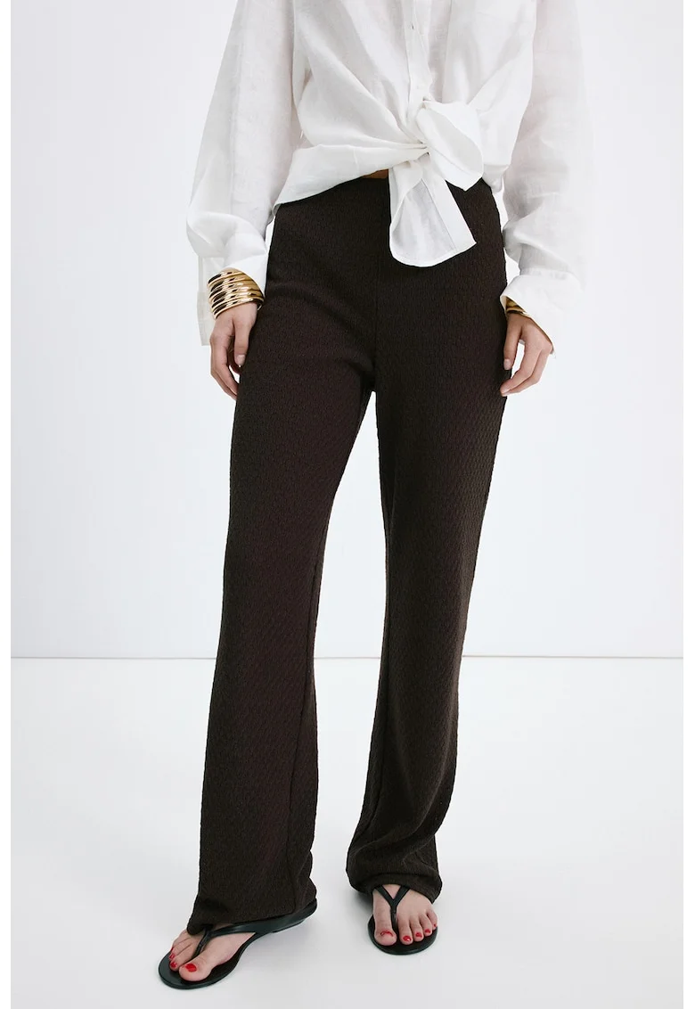 Pantaloni tricotati cu talie elastica, Negru