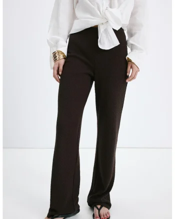 Pantaloni tricotati cu talie elastica, Negru