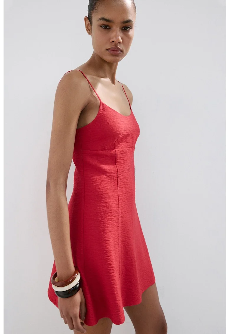 Rochie mini cu bretele ajustabile, Rosu inchis