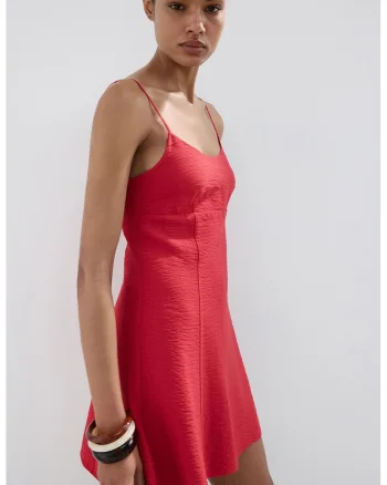 Rochie mini cu bretele ajustabile, Rosu inchis