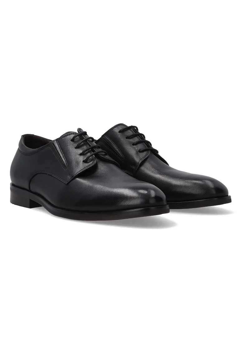 Pantofi uni din piele cu varf rotund