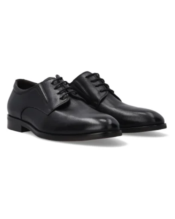 Pantofi uni din piele cu varf rotund