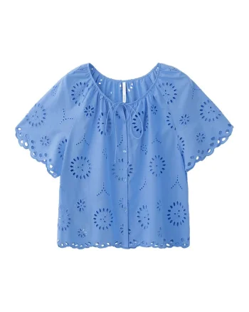 Bluza lejera cu decupaje decorative, Albastru lavanda