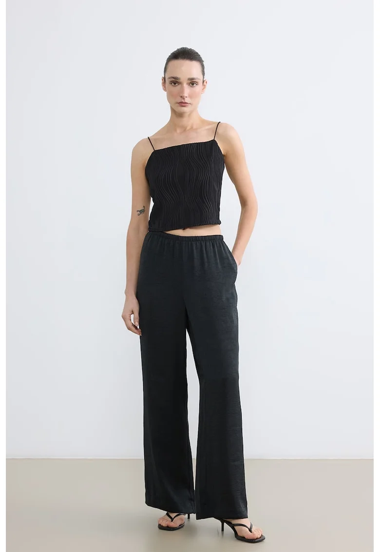 Pantaloni relaxed-fit cu banda elastica in talie, Gri carbune