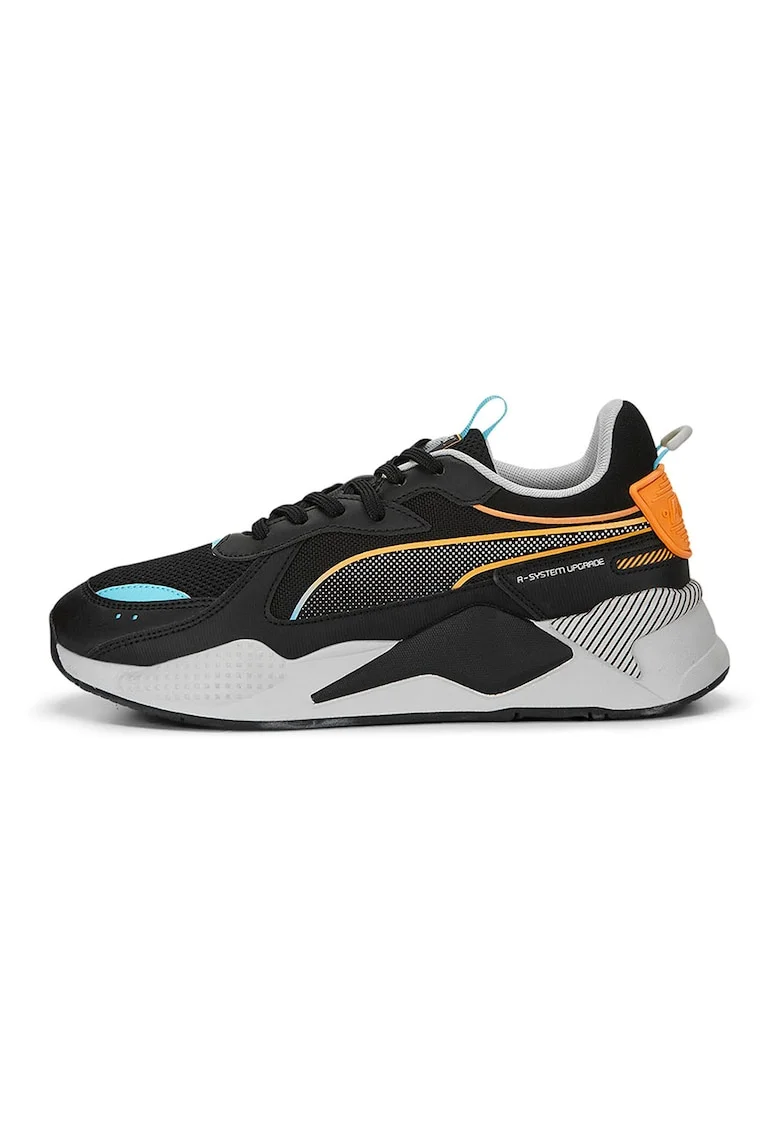 Pantofi sport de piele ecologica cu garnituri de plasa RS-X, Negru