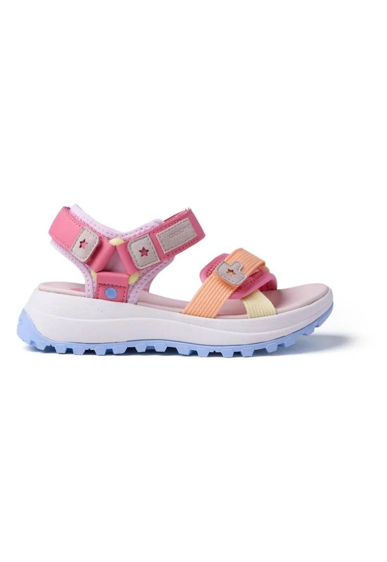 Sandale cu talpa wedge si inchidere velcro Usenge, Fucsia