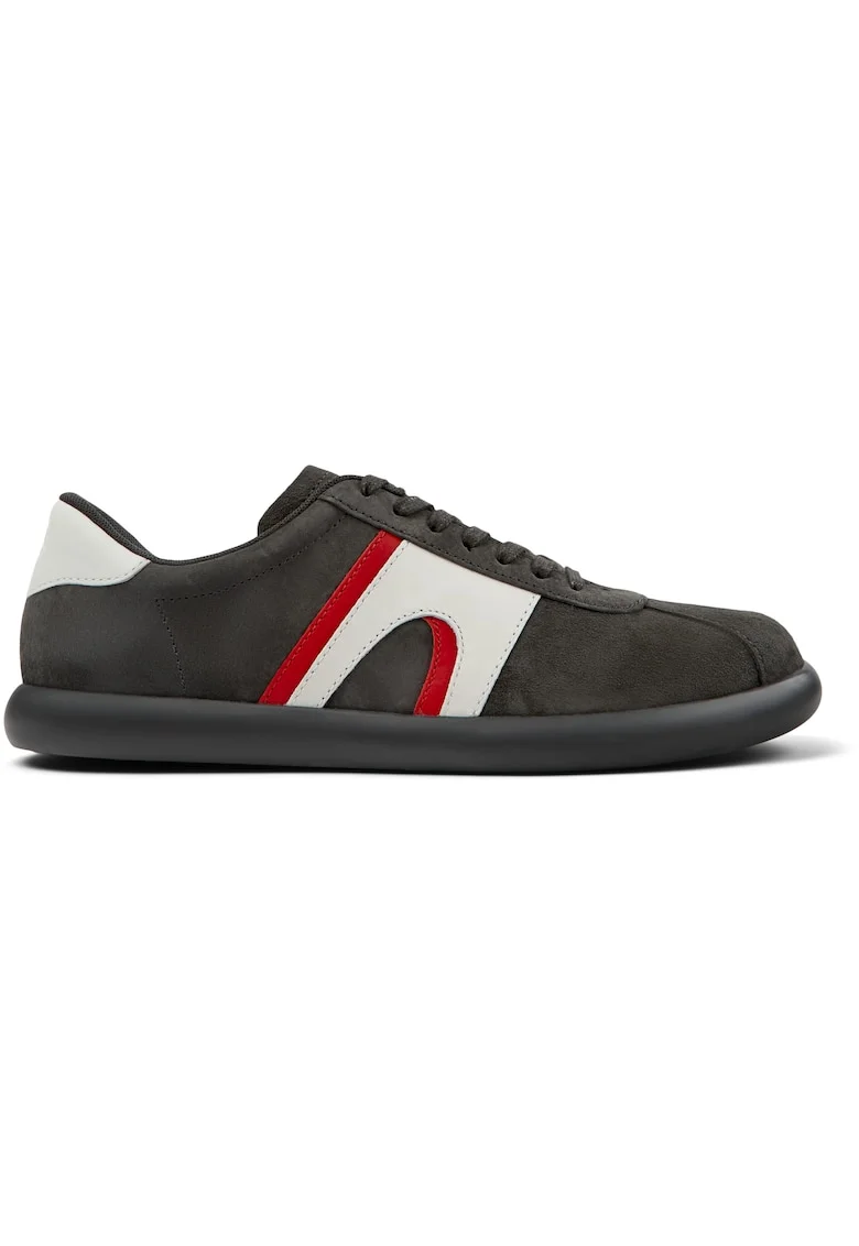 Pantofi sport Pelotas Soller din piele si piele nabuc, Rosu/Alb/Gri inchis