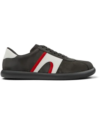 Pantofi sport Pelotas Soller din piele si piele nabuc, Rosu/Alb/Gri inchis