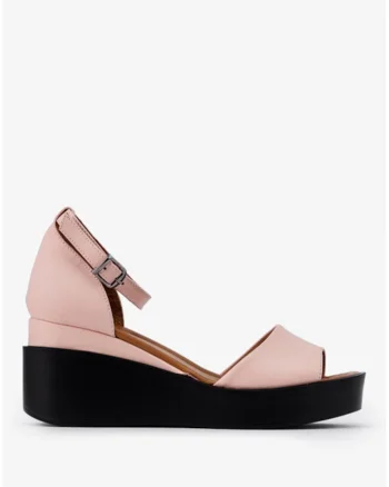 Sandale dama roz din piele cu platforma